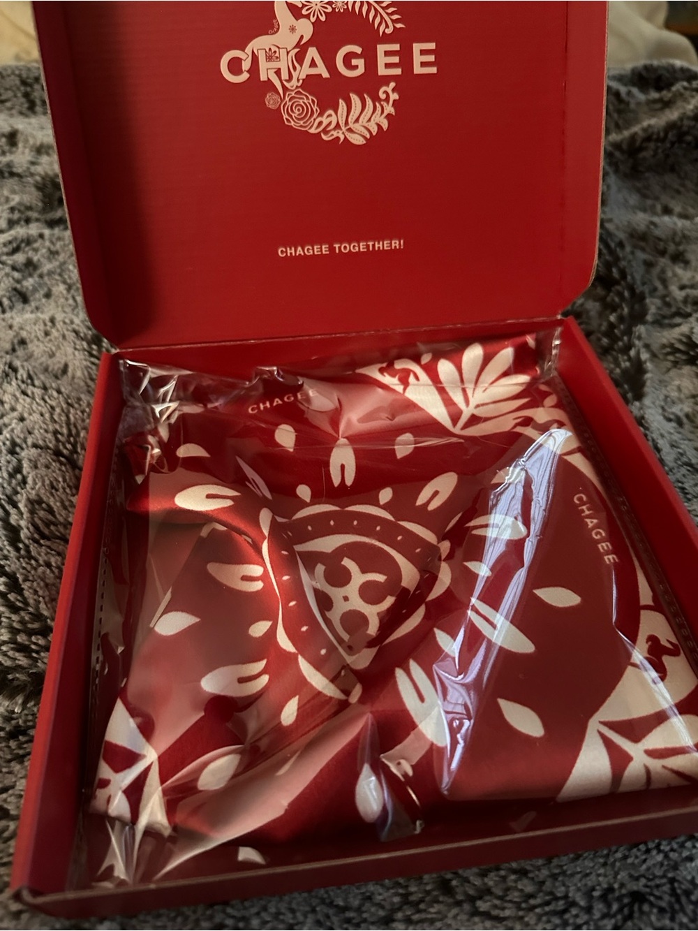 Chagee Red Bandana Scarf with White Paisley Print New